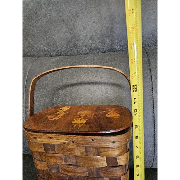 Decoupage Holly Hobbie Wood Basket Purse Vintage Lined with Colorful Fabric - Picture 7 of 11